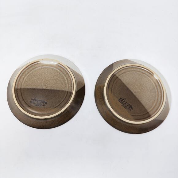 2 Mikasa Saucers Studio Kiln Replacements Vintage Japan Earth Tones Brown Tan - Picture 5 of 6
